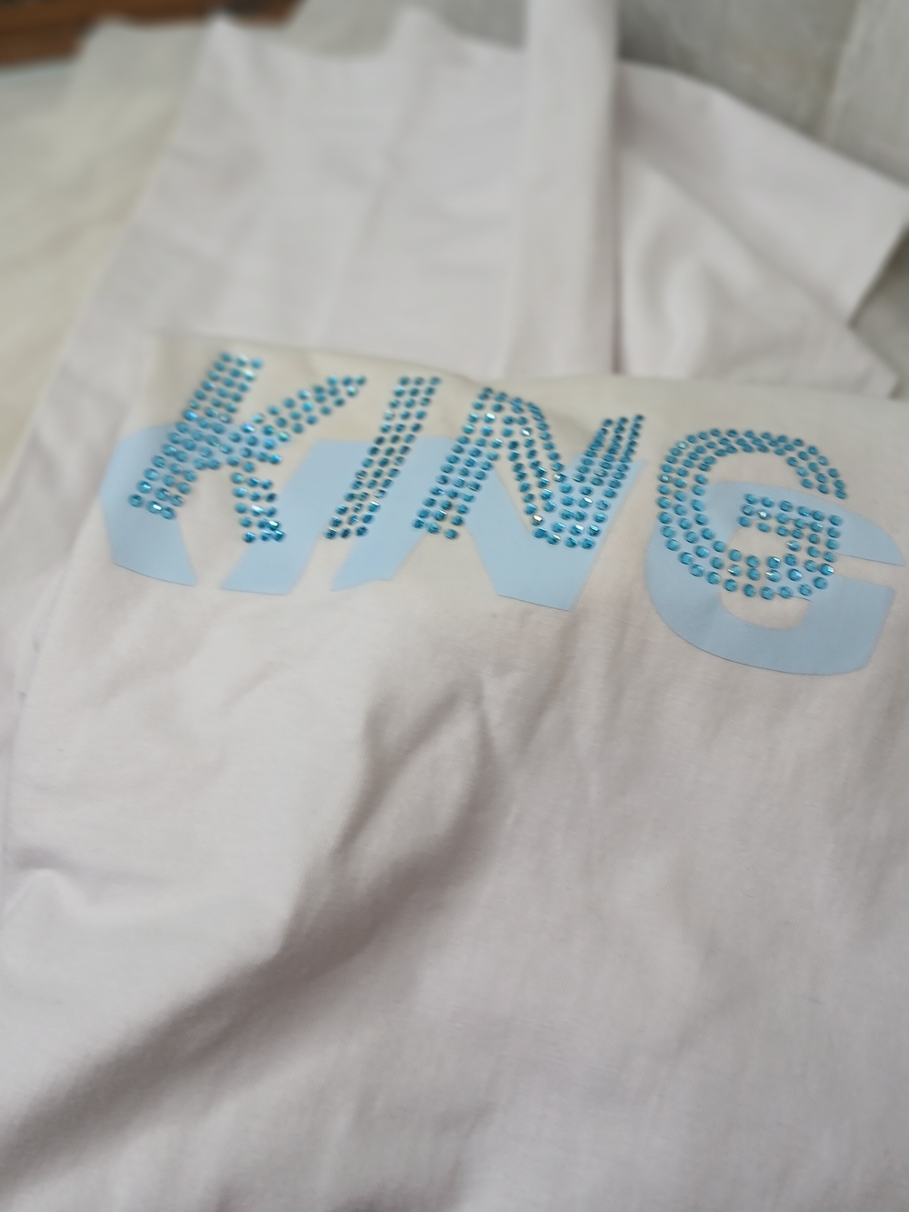 KING Rhinestone Graphic Tee in Light Blue
